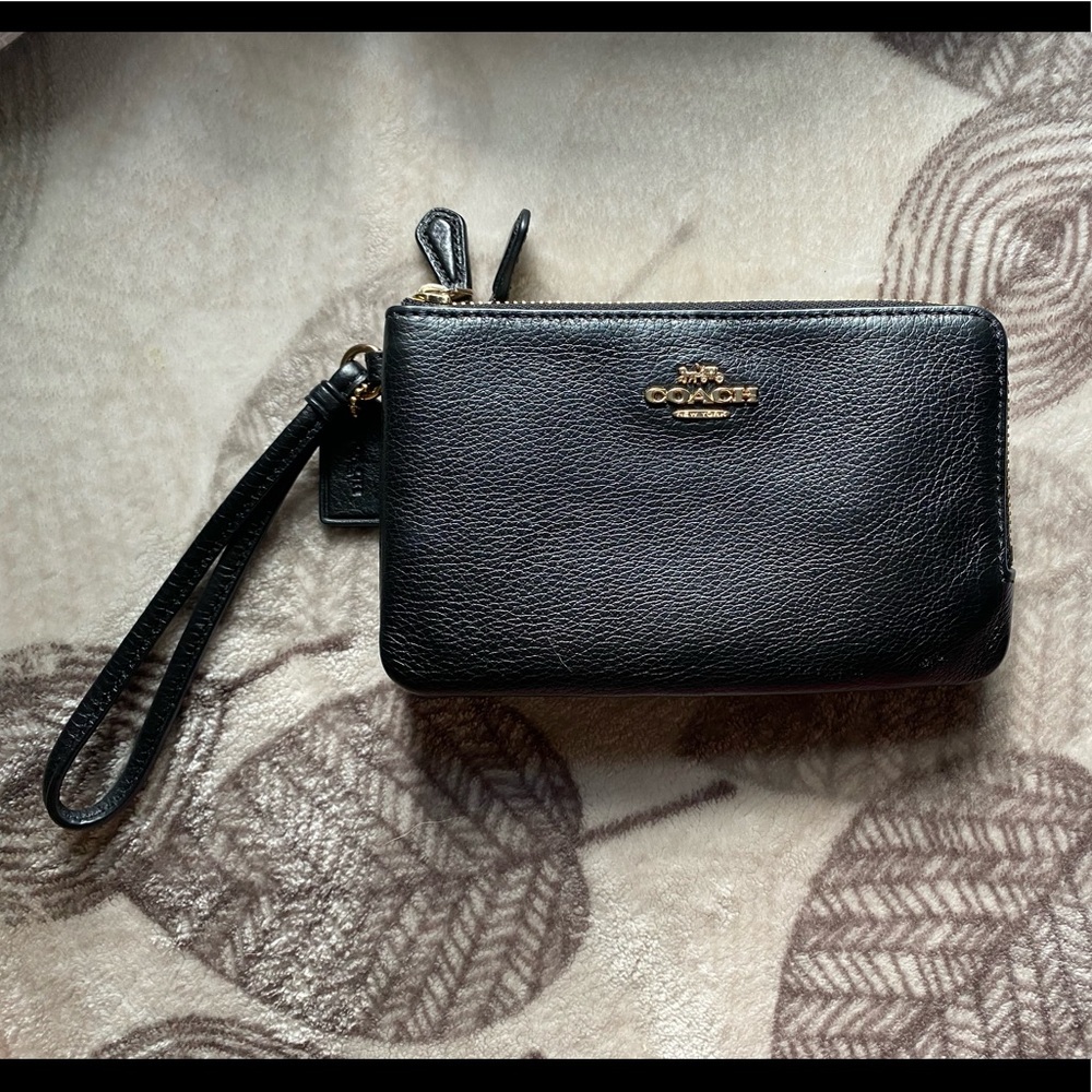 black and gold coach wristlet